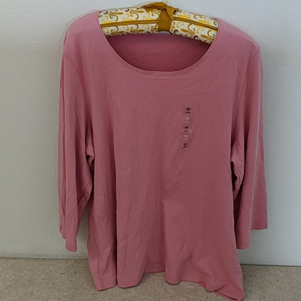 Karen Scott Plus Scoop Neck Top